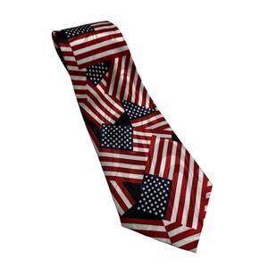 STEVEN HARRIS American Flag Tie Red White Blue Polyester Patriotic